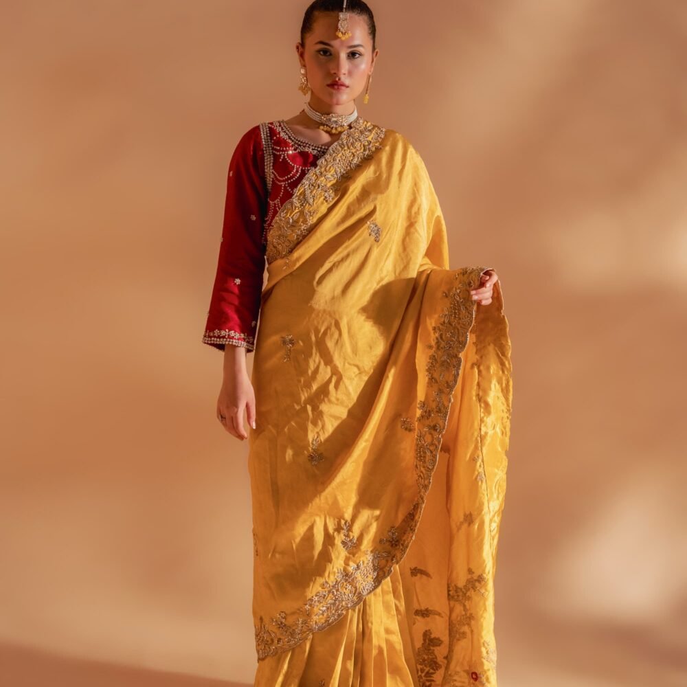 Rend & Yellow Saree