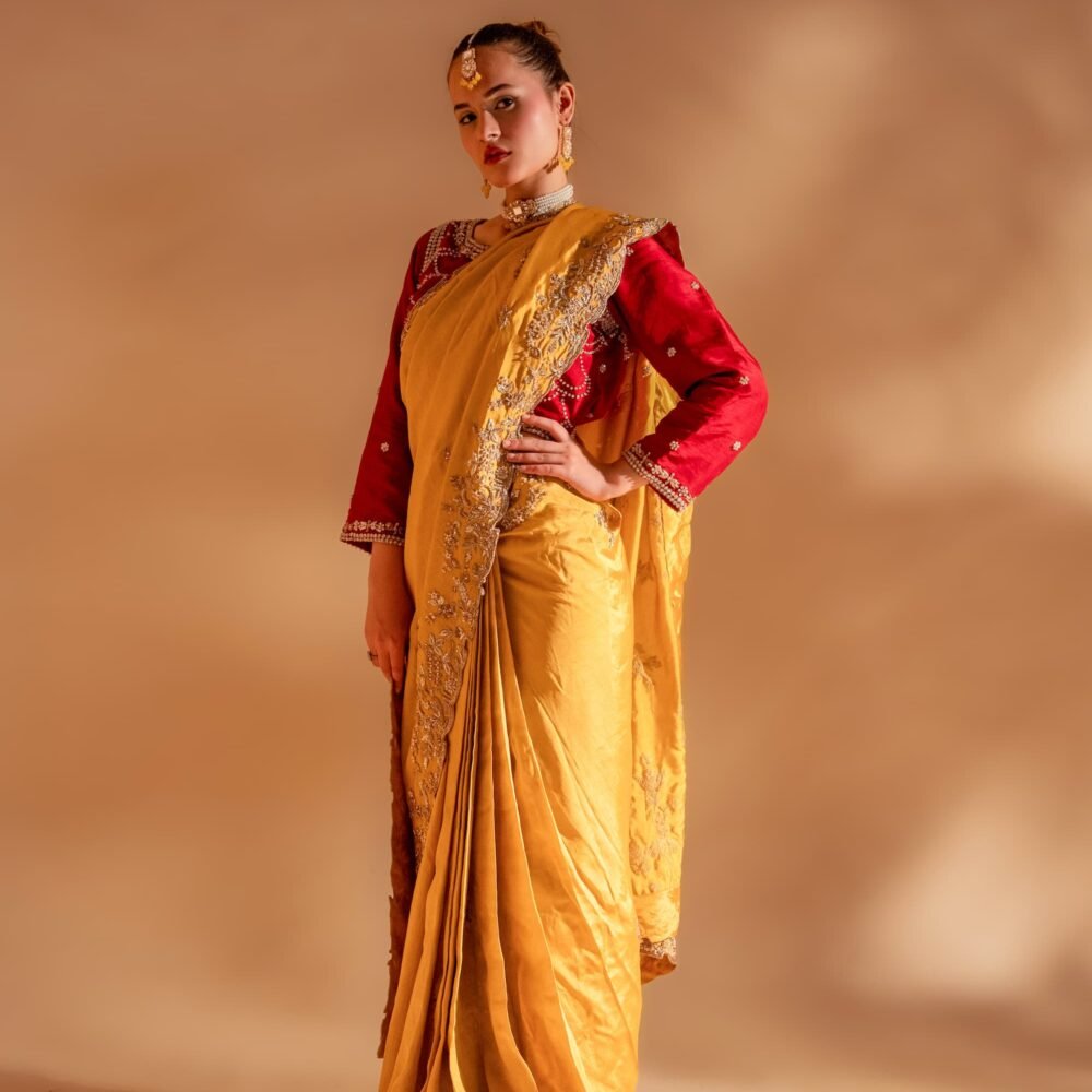 Rend & Yellow Saree