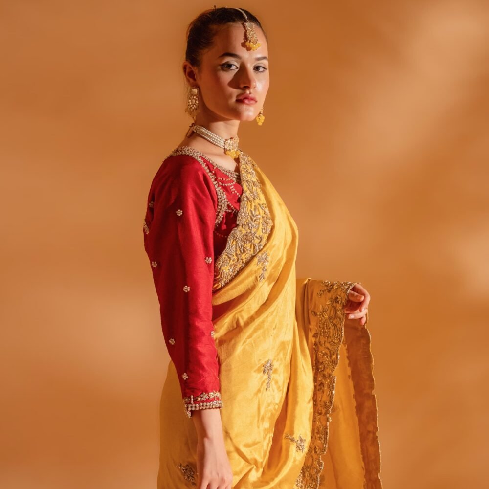 Rend & Yellow Saree