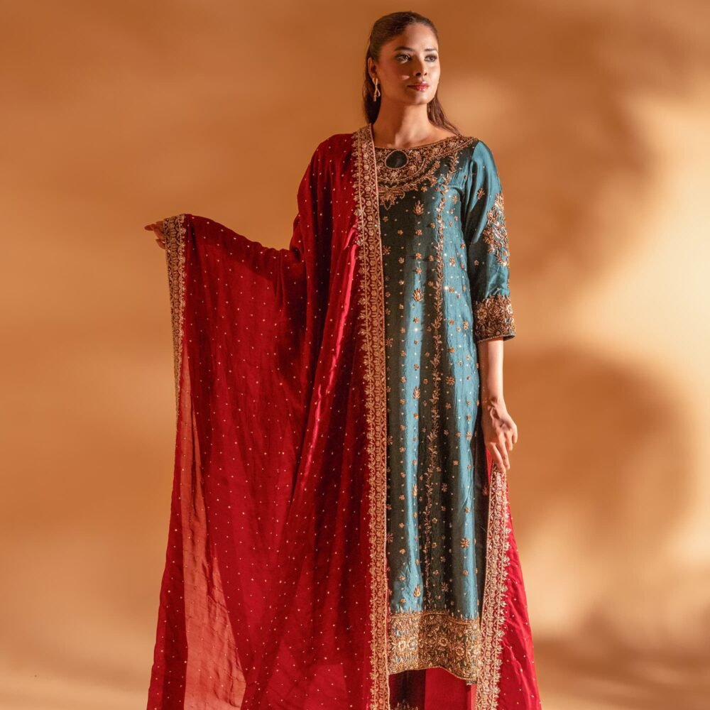 Deep Teal Bottle Green Kameez