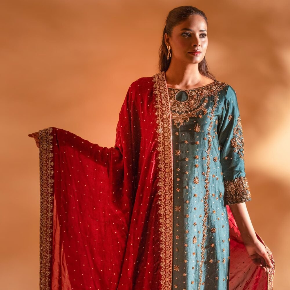 Deep Teal Bottle Green Kameez