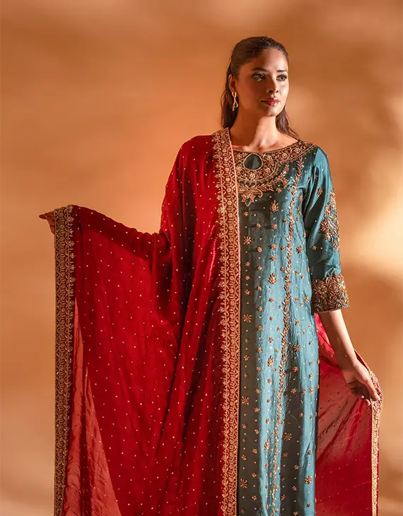 Green & Red Bridal Suit