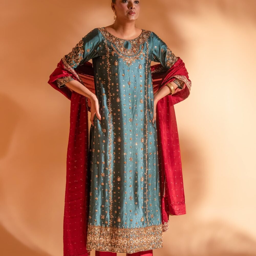 Deep Teal Bottle Green Kameez