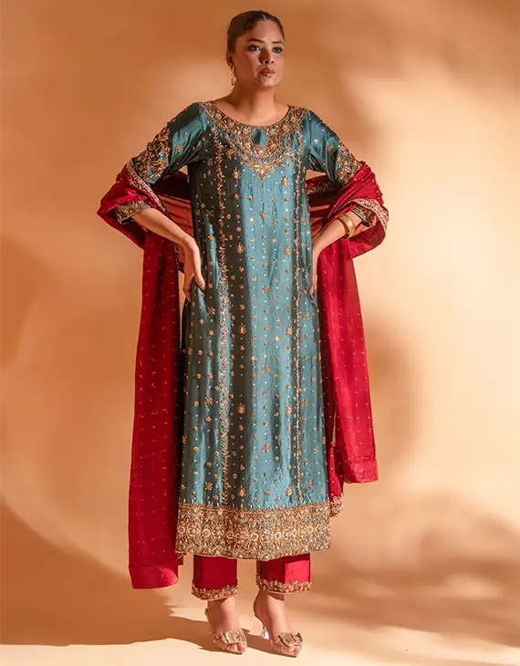 Green & Red Bridal Suit